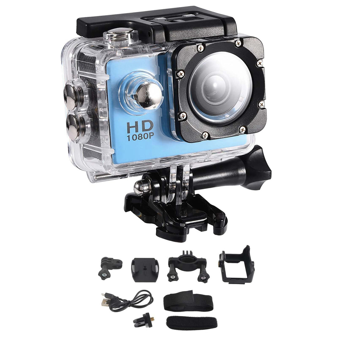Action-Kamera, 7 Farben, DV-Camcorder, 1080P HD, 2,0-Zoll-Bildschirm mit Gehäuse, Fahrradhalterung f