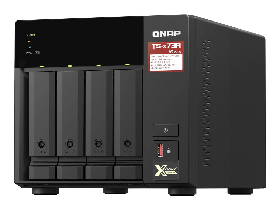 QNAP TS-473A-8G, 8GB Arbeitsspeicher, 2X Gb LAN, ohne HDs, Mechanische Festplatte NAS Single ohne HD