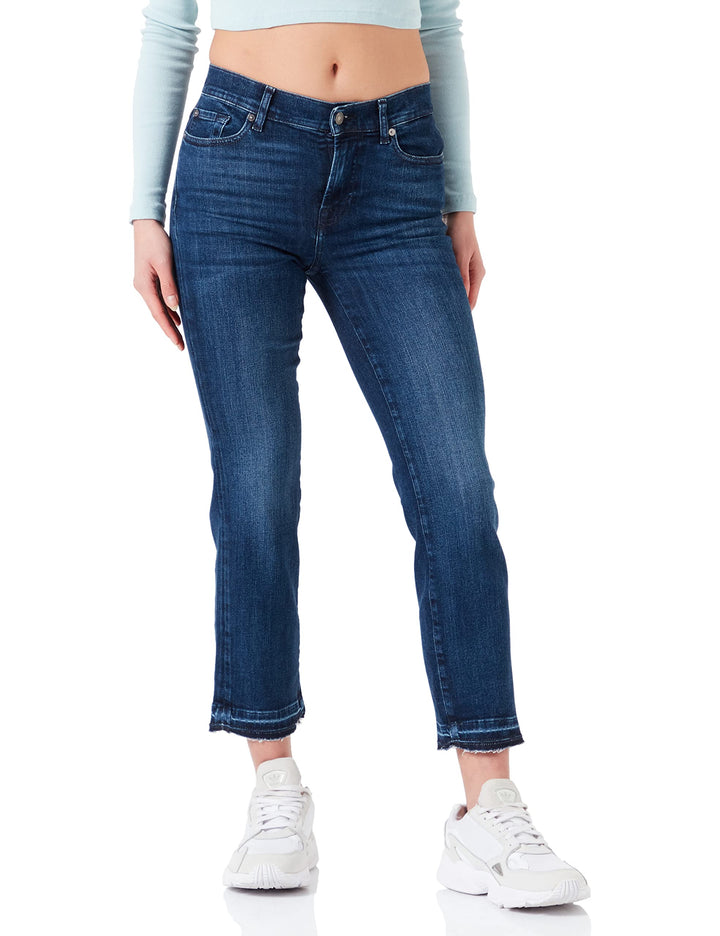 7 For All Mankind Damen The Straight Crop Jeans 30 Dark Blue, 30 Dark Blue