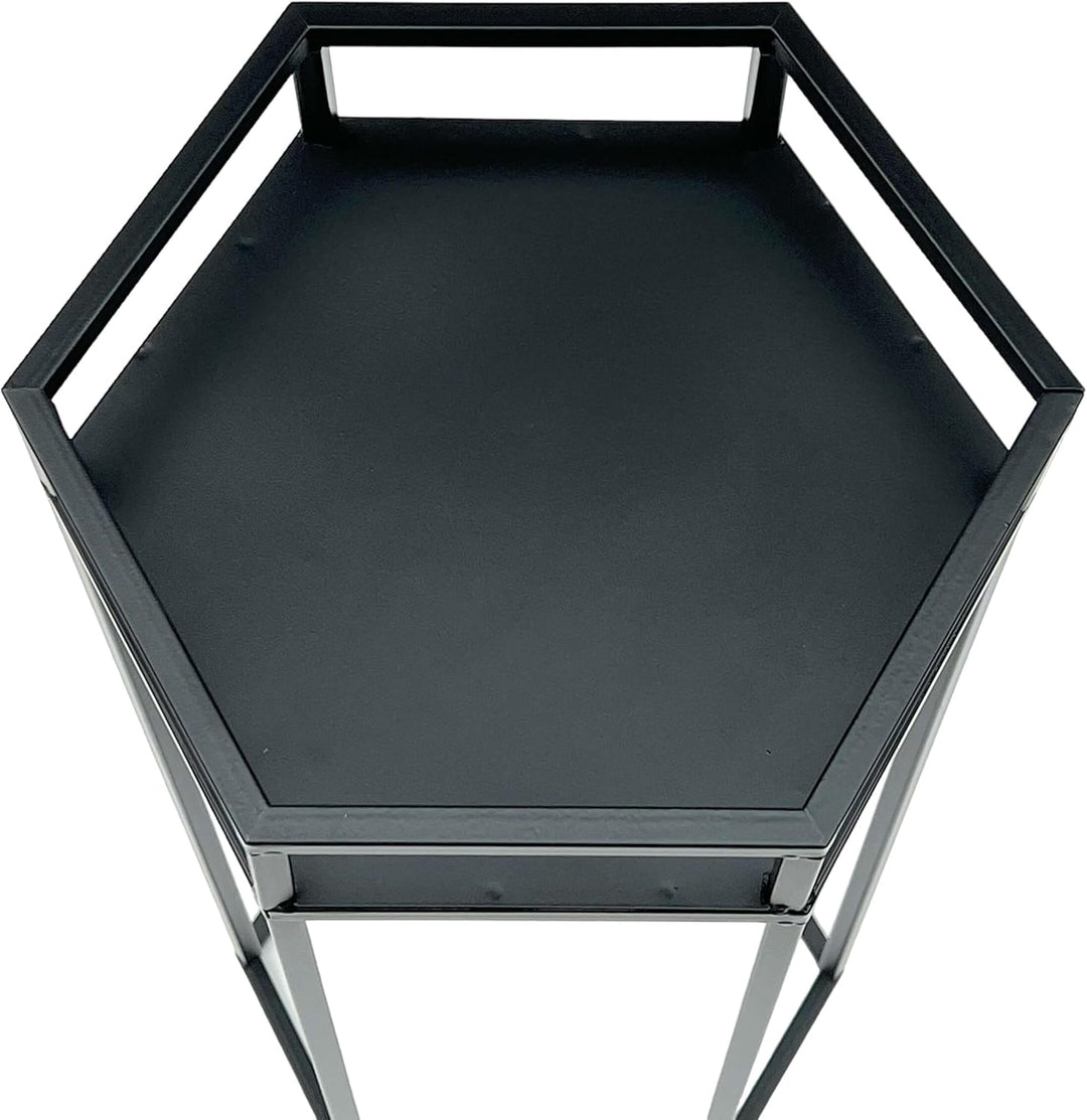 DanDiBo Blumenhocker Metall Schwarz 6eck Blumenständer Beistelltisch 96453 Blumensäule Pflanzenhocke