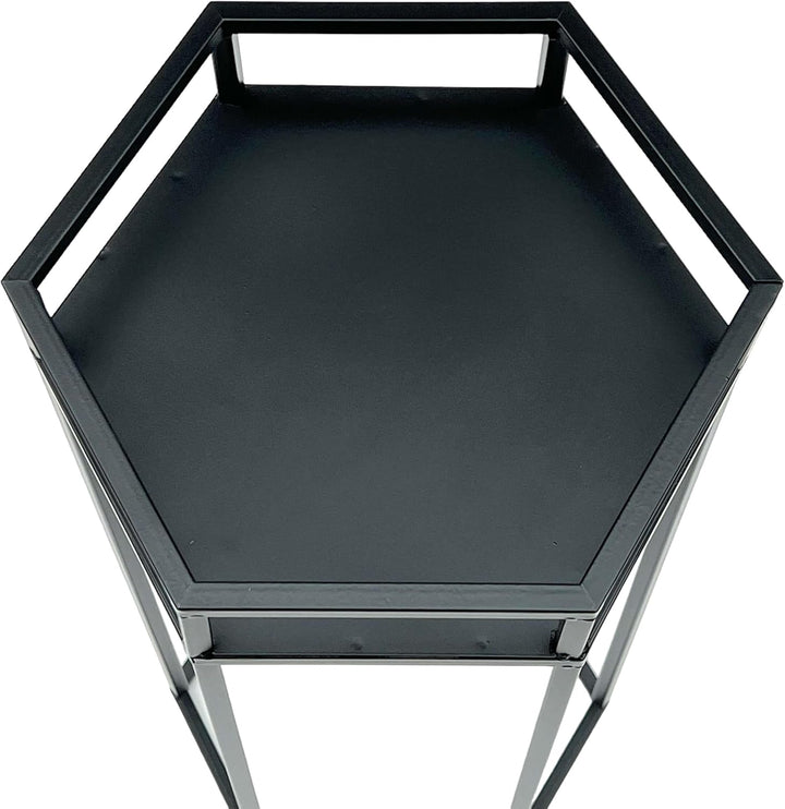 DanDiBo Blumenhocker Metall Schwarz 6eck Blumenständer Beistelltisch 96453 Blumensäule Pflanzenhocke