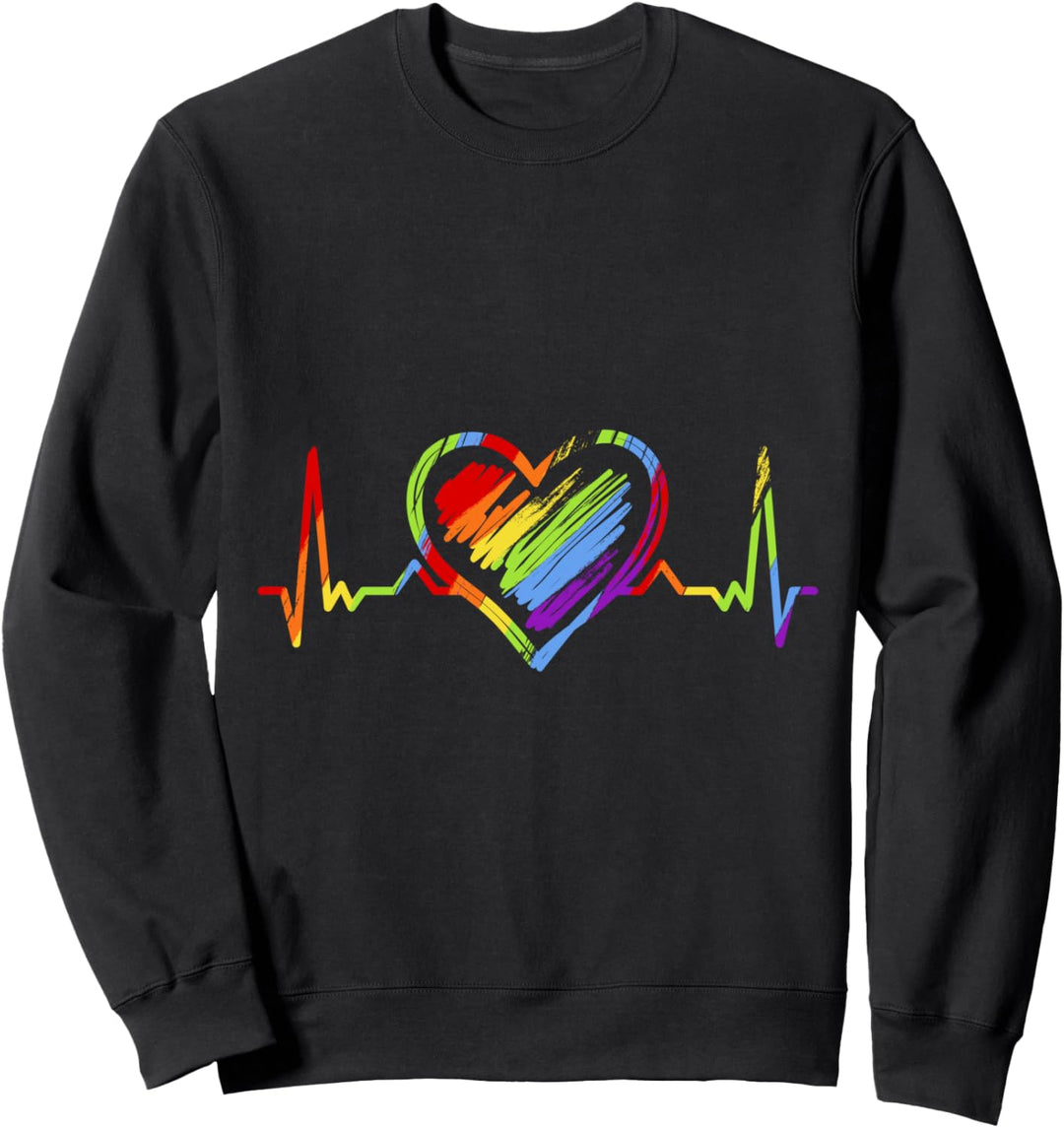 Regenbogen Herzschlag LGBT Gay Pride Sweatshirt