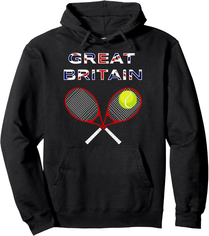 UK Flag Tennis Ball, Schläger / Grossbritannien Team Fan Pullover Hoodie