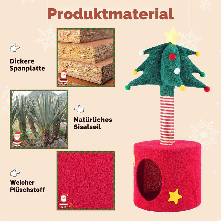Kratzsäulen für Katzen Kratzbaum mit Dekorativem Weihnachtsbaum Katzenkratzbaum mit Katzenhöhle Inte