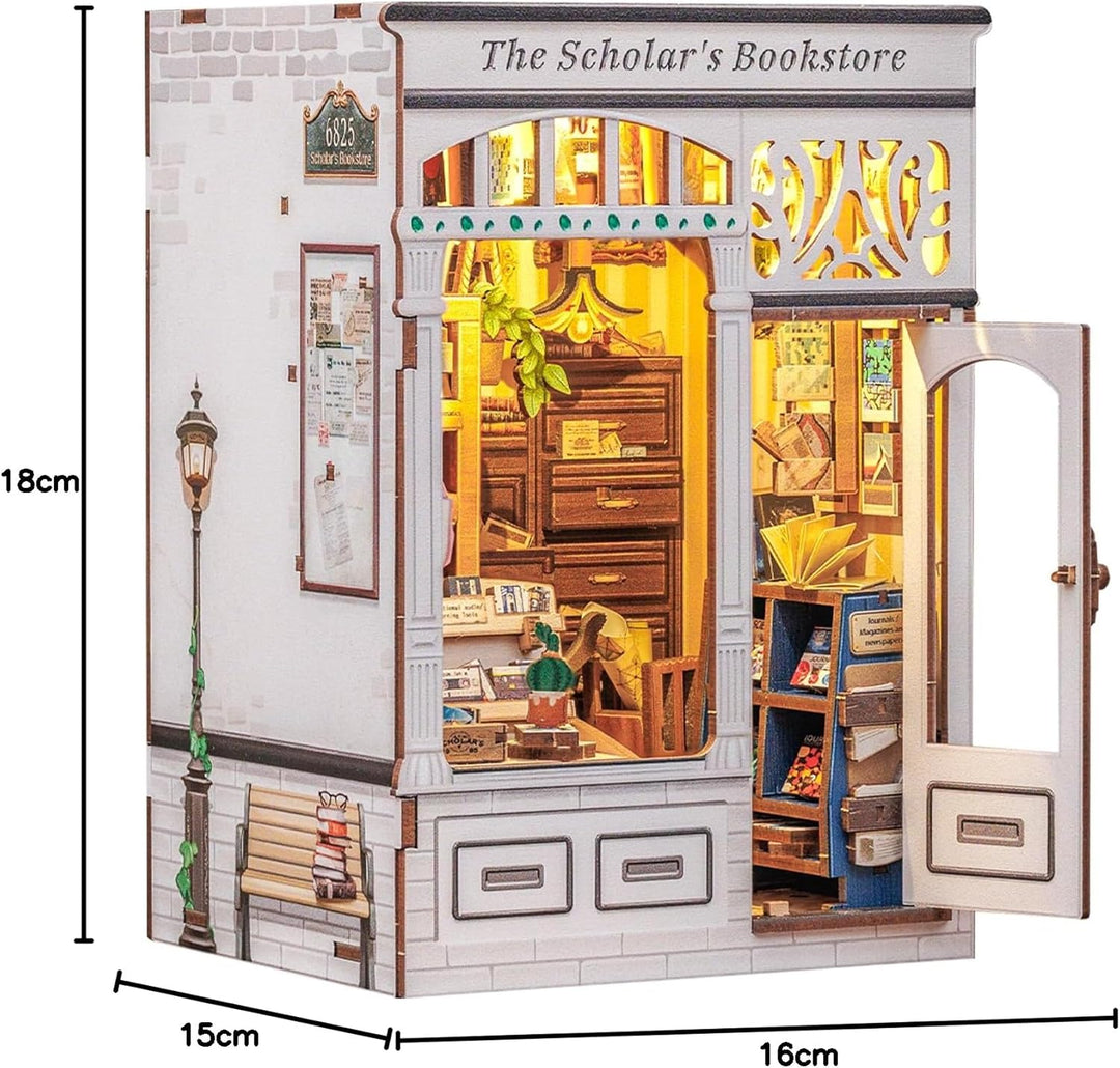 CUTEBEE Book Nook Kits for Adults - DIY Puppenhaus Miniatur mit LED-Licht, Elegantes Verzziertes Hol