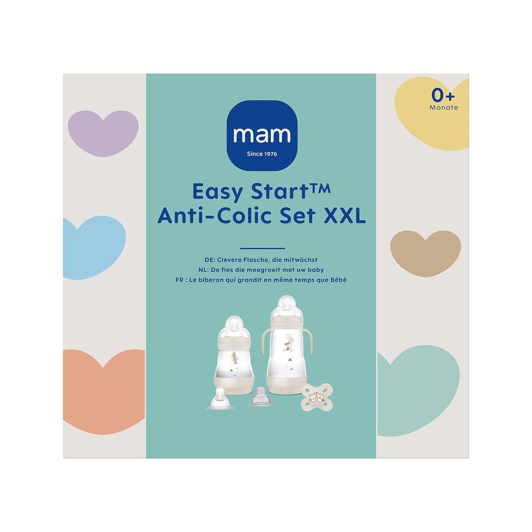 MAM Easy Start Anti-Colic Babyflaschen Set XXL, mitwachsende Baby Erstausstattung mit Schnuller, Fla