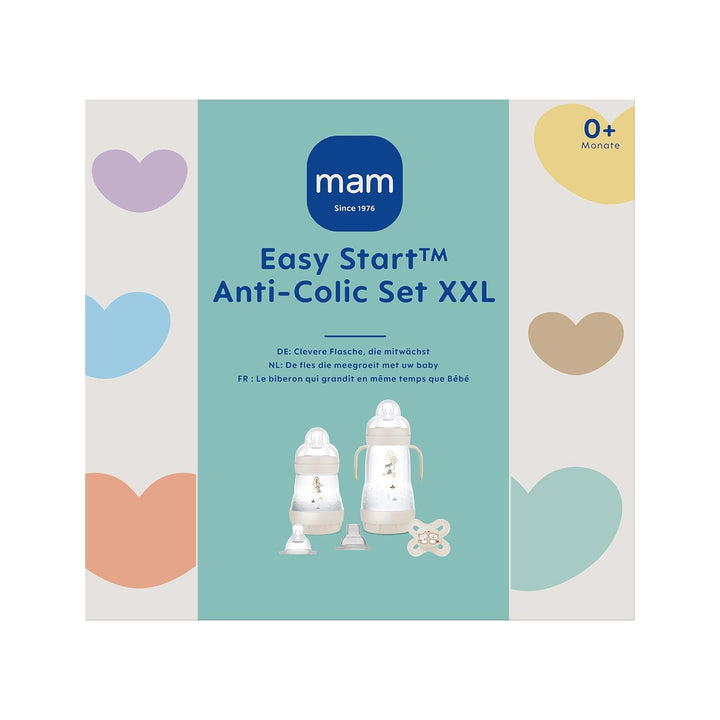 MAM Easy Start Anti-Colic Babyflaschen Set XXL, mitwachsende Baby Erstausstattung mit Schnuller, Fla