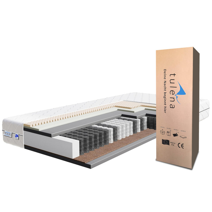 TULENA NOX Taschenfederkern Matratze 90x200 Federkernmatratze H3 + H4 Comfort Plus 23cm hoch| Probes
