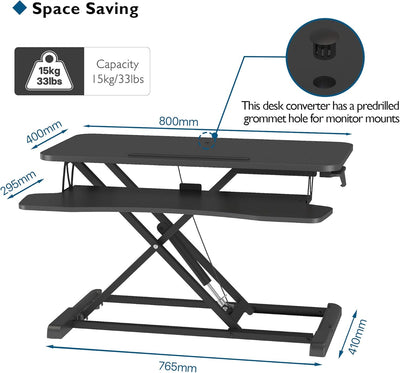 BONTEC Steh-Sitz Schreibtisch Steharbeitsplatz Stehpult Standtisch Ergonomische Höhenverstellbar für