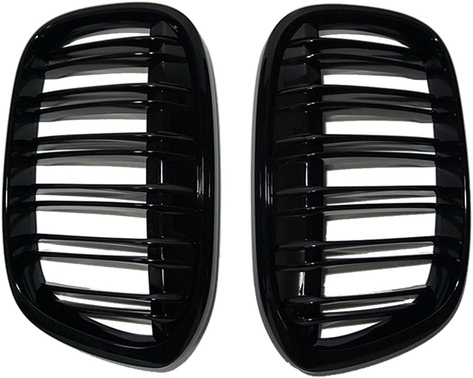 HZTWFC Ein Paar glänzender schwarzer Dual-Schiefergrilles Frontstossstange Nierenkühler für BMW x1 F