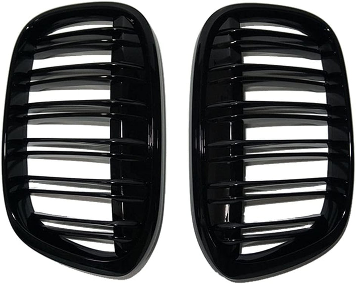 HZTWFC Ein Paar glänzender schwarzer Dual-Schiefergrilles Frontstossstange Nierenkühler für BMW x1 F