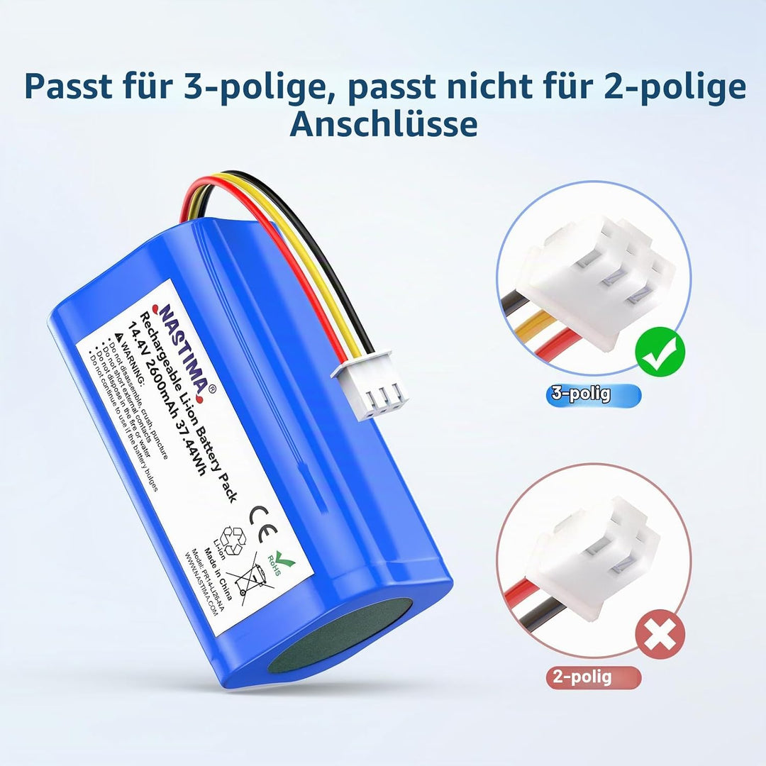 NASTIMA 14,4V 2600mAh Li-ion Ersatzakku für Proscenic 800T 820T 820S, Li-ion Akku für Proscenic PR-8