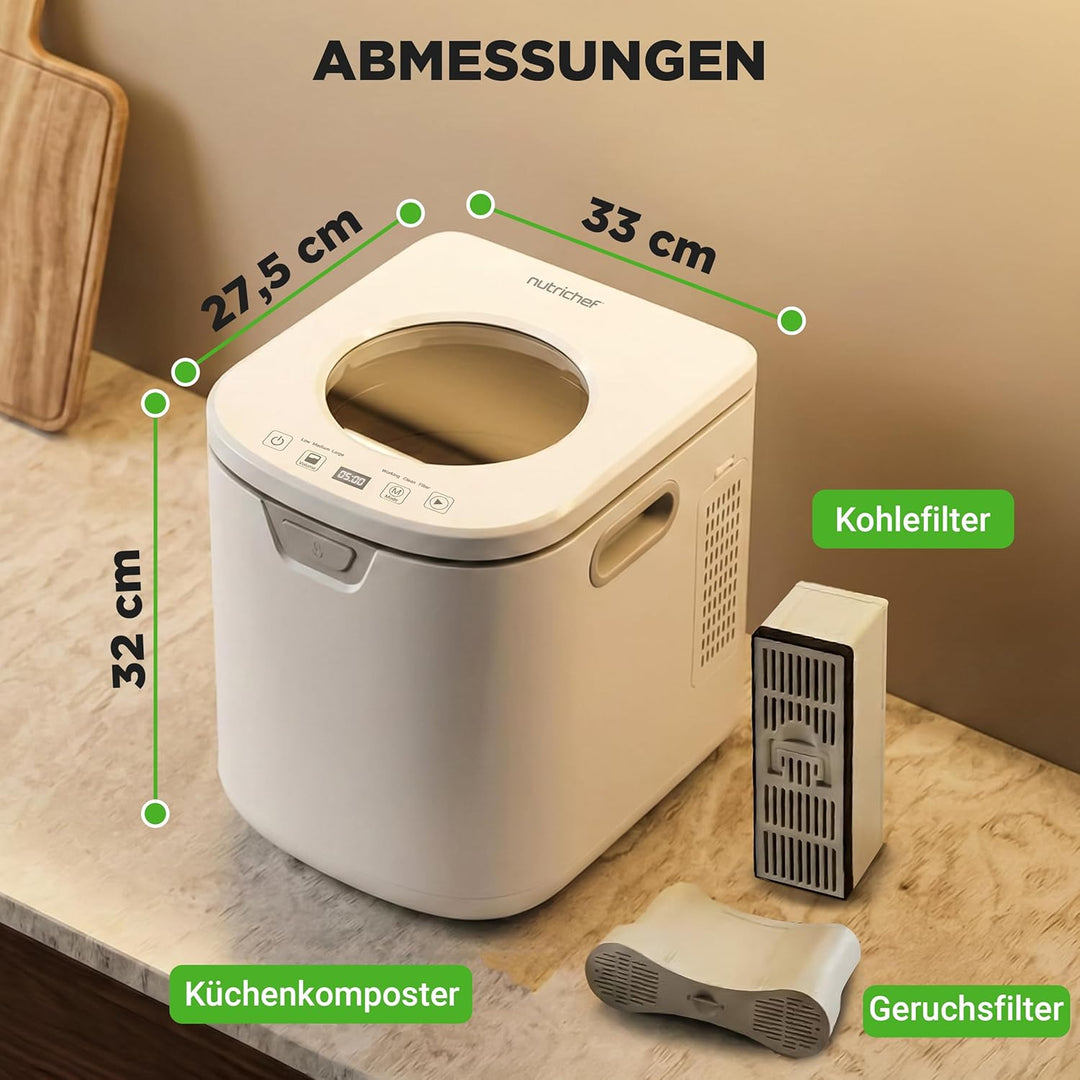 NutriChef Elektrischer Küchenkomposter - Indoor Lebensmittelabfälle Komposter Mülleimer, Geruchloses