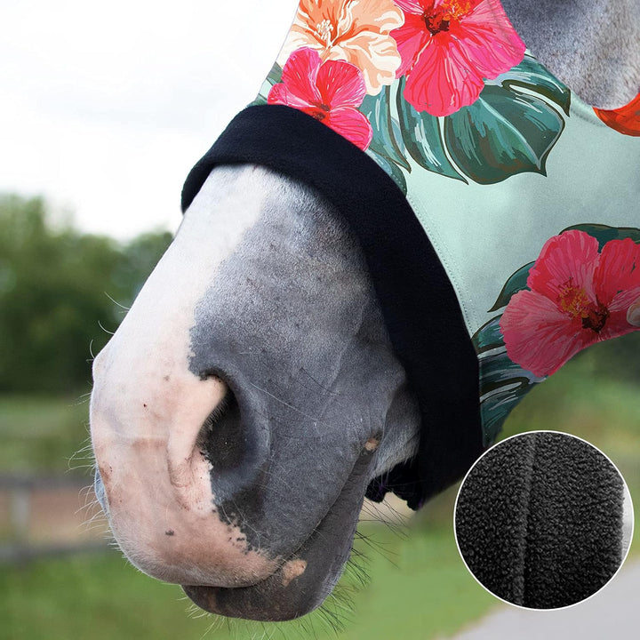 Harrison Howard Horse Stretchy Head Hood with Zipper Full Face Neck Cover-Chic Flamingo Voll (Gross)