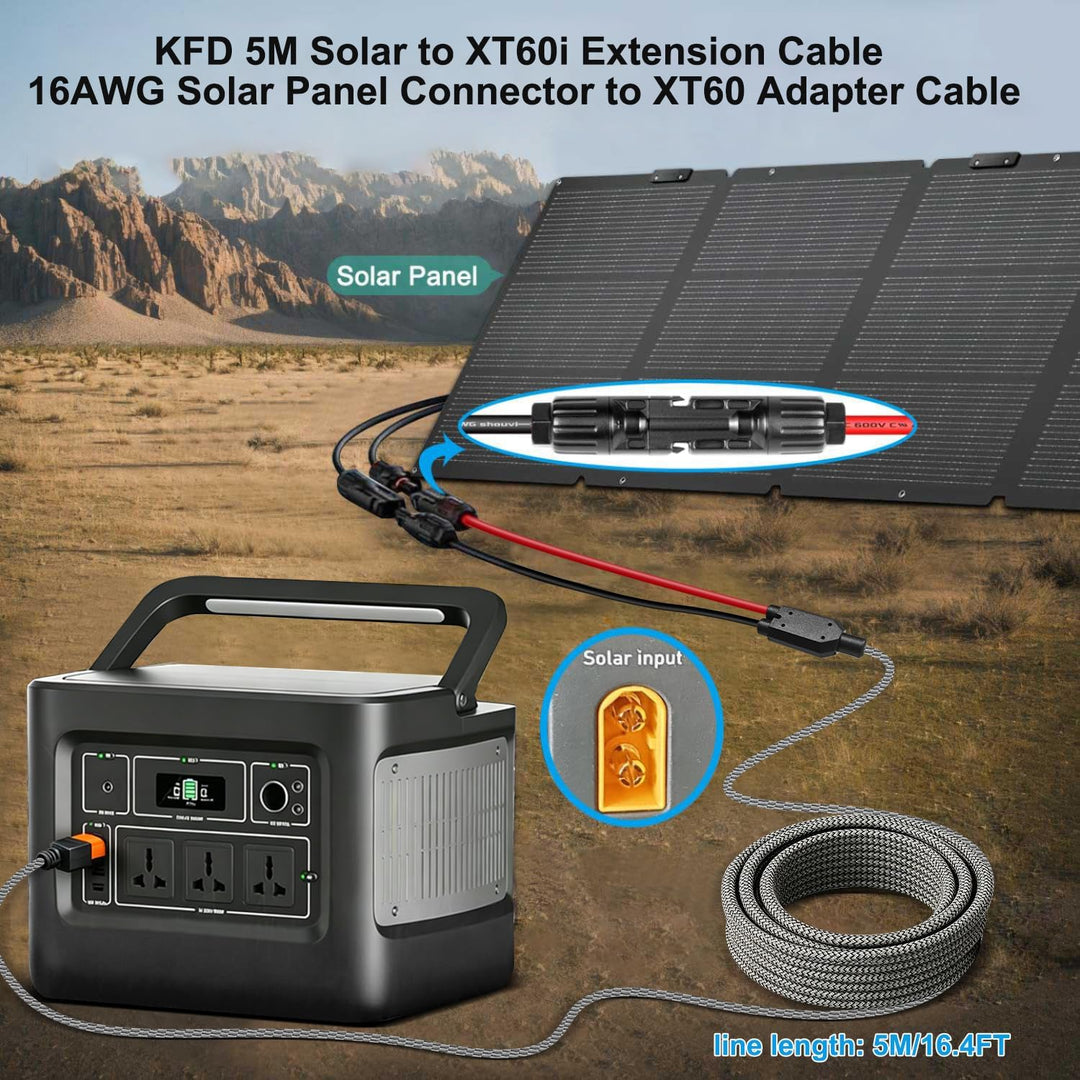 KFD Solar auf XT60i Verlängerungskabel für Anker SOLIX C1000 C2000 Gen 2 ECOFLOW Delta 3 Plus/River