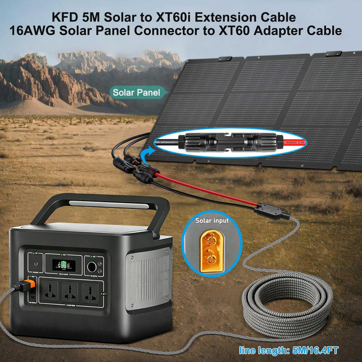 KFD Solar auf XT60i Verlängerungskabel für Anker SOLIX C1000 C2000 Gen 2 ECOFLOW Delta 3 Plus/River