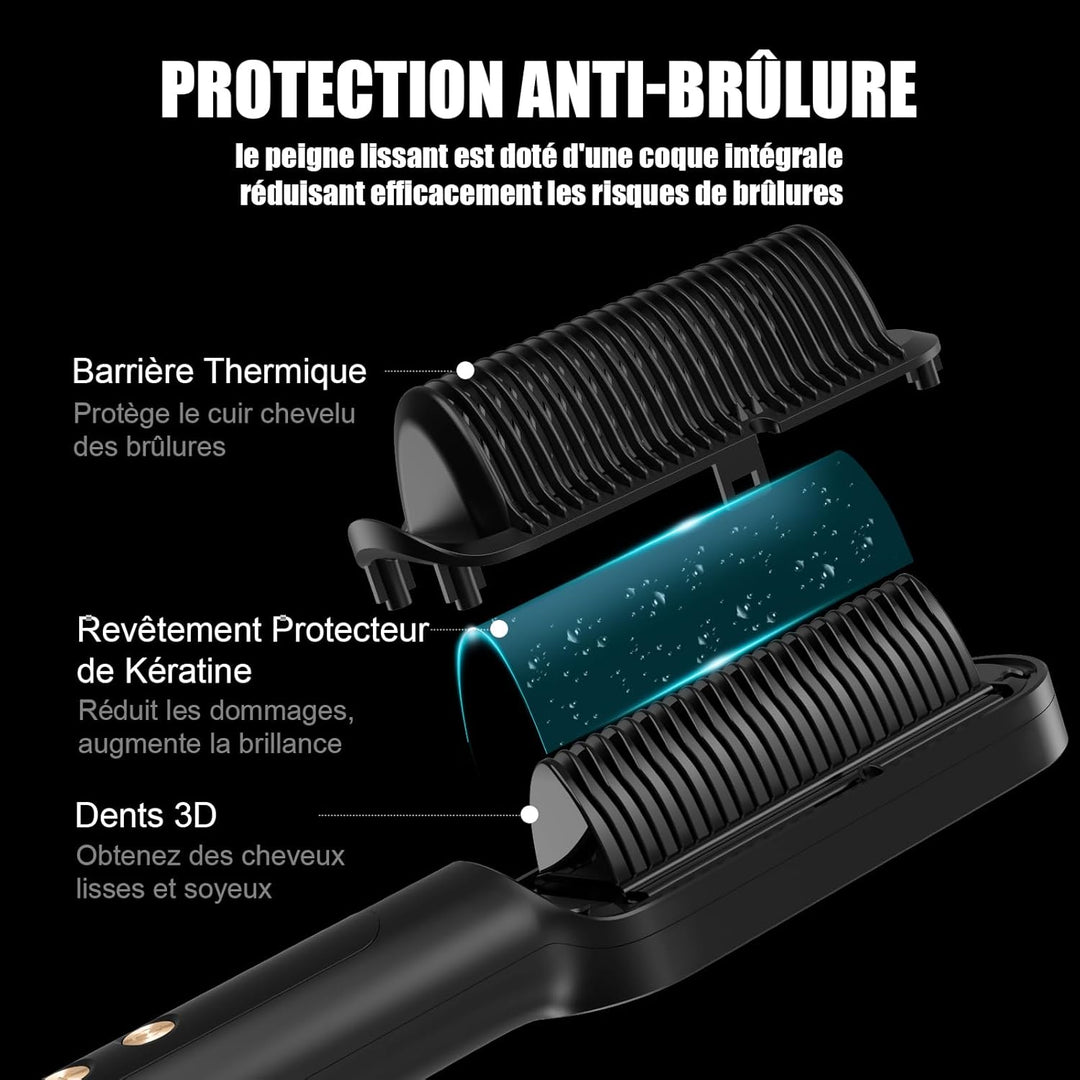 Haarglätter, professionelle Glättbürste für Haare, 9 Temperatureinstellungen, 120 ℃ - 200 ℃, LCD-Dis