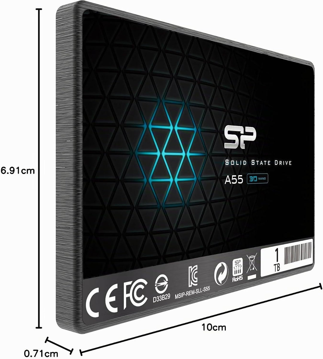Silicon Power SSD 1TB 3D NAND A55 SLC Cache Performance Boost 2,5 Zoll SATA III 7mm (0,28") Interne