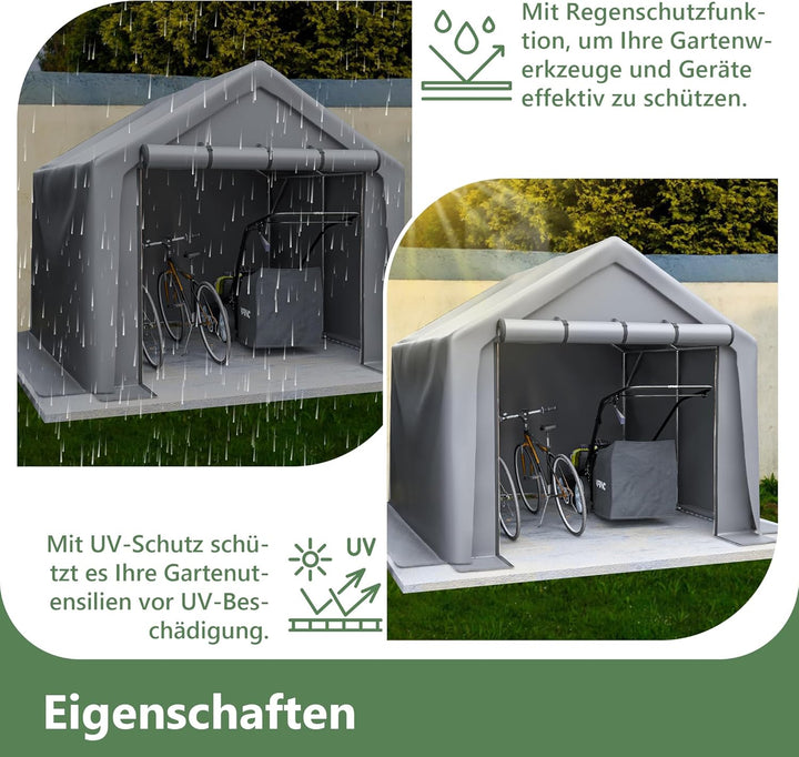 Ball & Cast Fahrradgarage, Motorrad Garage mit UV-Schutz PE-Dach | Motorradgarage, Zeltgarage Wetter