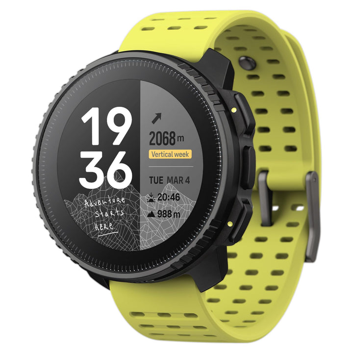 SUUNTO Vertikal: Abenteuer-GPS-Uhr, grosses Display, Offline-Karten, Solarladung Lime Black Edelstah