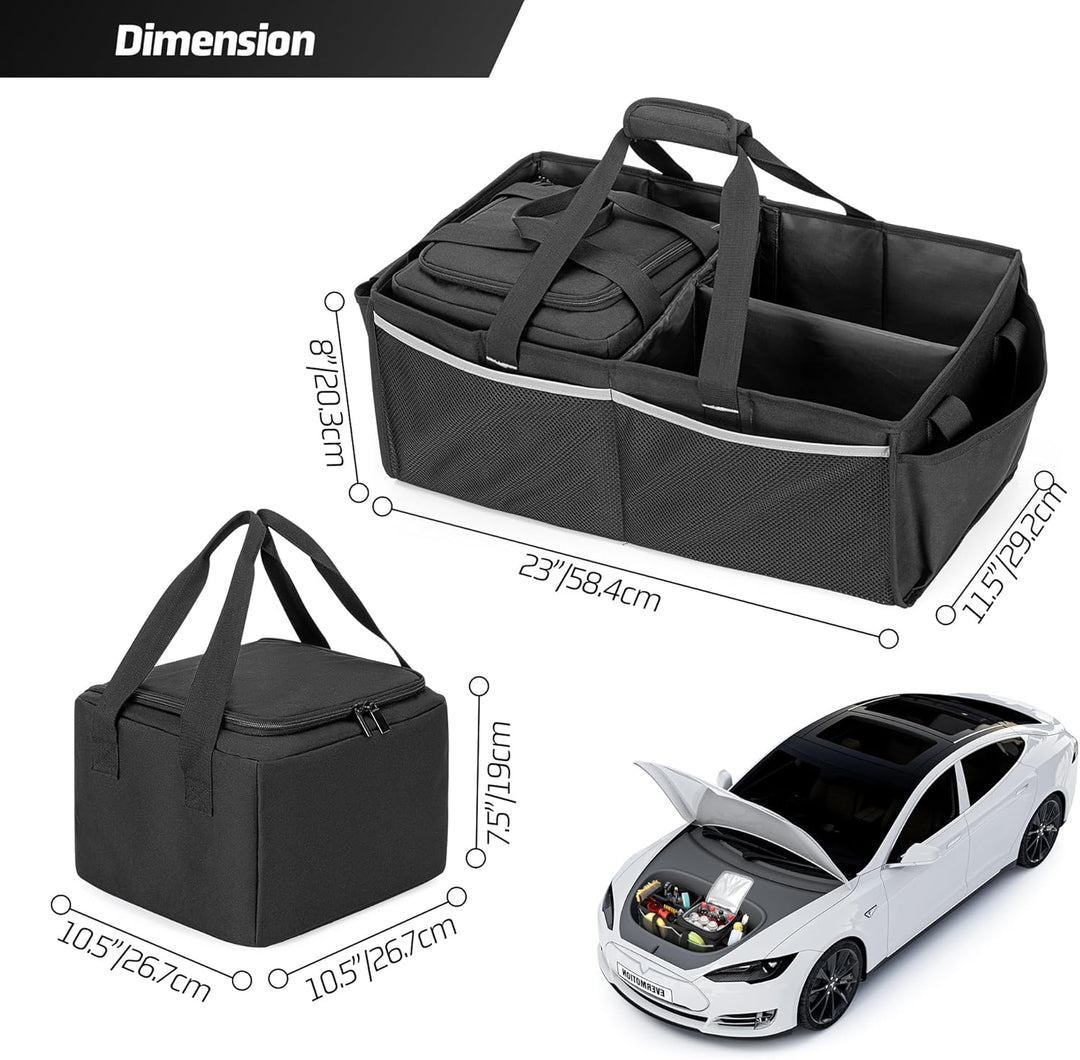 Kofferraum-Organizer mit Kühltasche, kompatibel mit Tesla Model 3 / Model Y, Frunk Aufbewahrungstasc