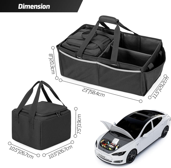 Kofferraum-Organizer mit Kühltasche, kompatibel mit Tesla Model 3 / Model Y, Frunk Aufbewahrungstasc