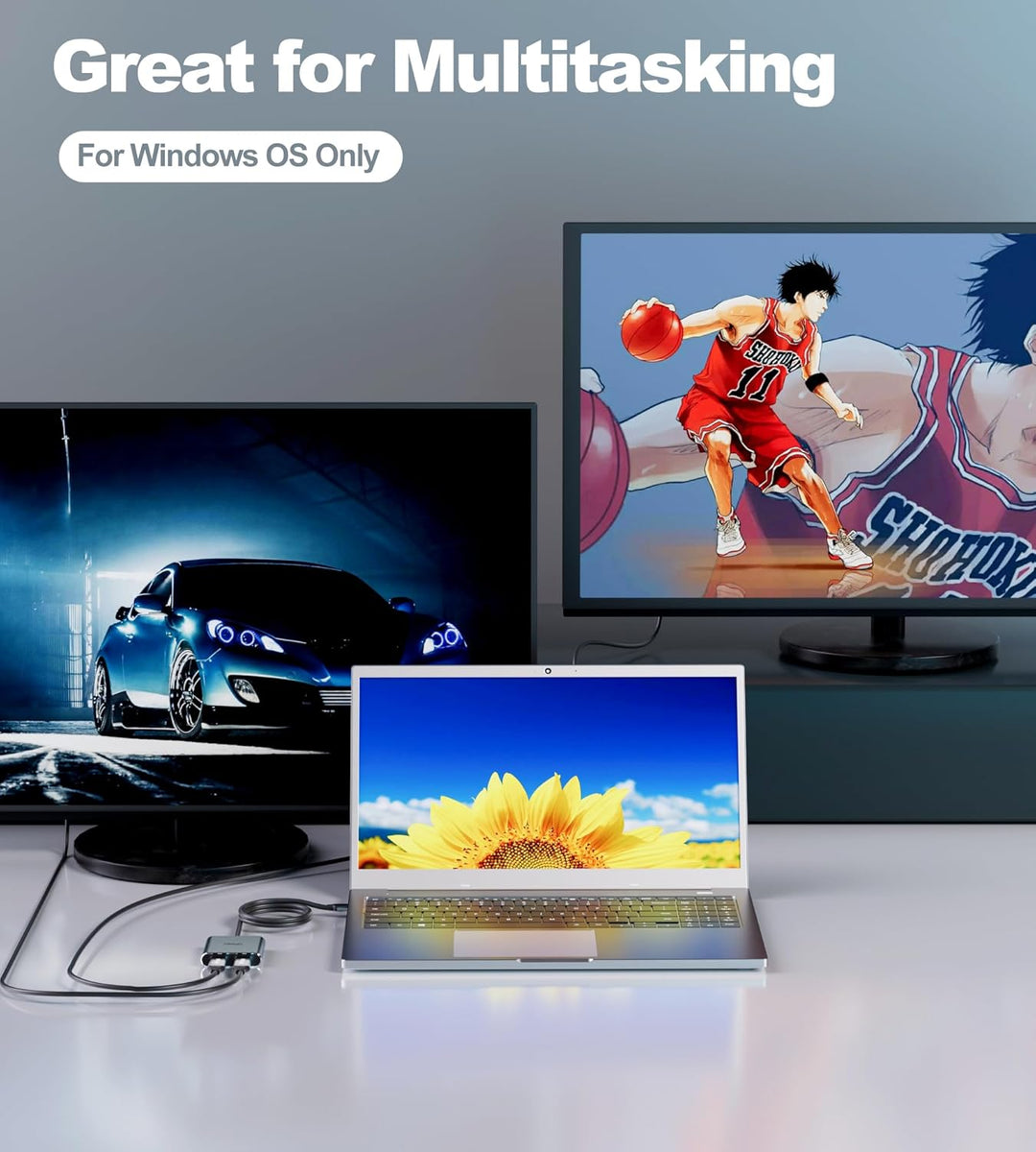 fairikabe USB C auf Dual DisplayPort MST Hub Splitter, USB Typ C auf Dual 4K@60Hz 2X DisplayPort 1.2