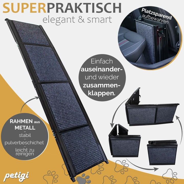 Petigi Hunderampe Hundetreppe, Auto Rampe Einstiegshilfe für Hunde Modell 03 - 170 cm, Modell 03 - 1