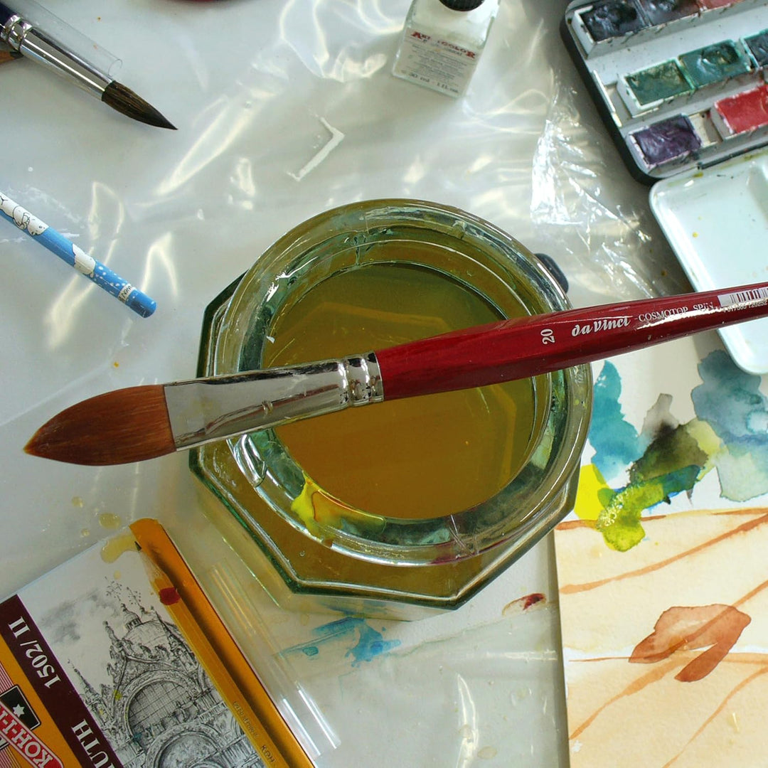 da Vinci 5584 Watercolor Series CosmoTop Spin Pinsel, spitz, oval, Synthetik mit rotem Griff, Grösse