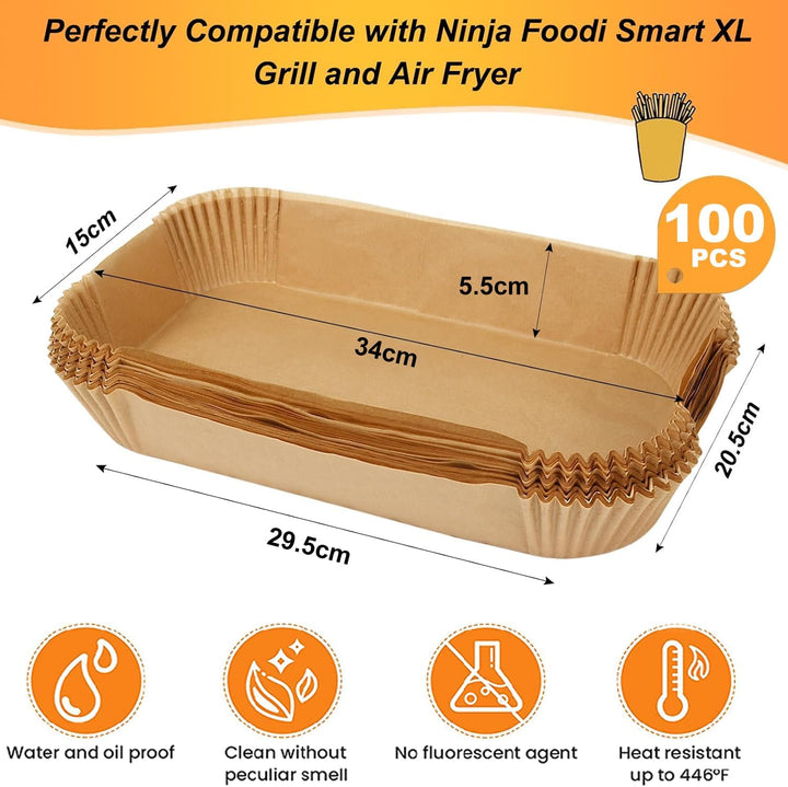 100 Stück Backpapier für Heissluftfritteuse Ninja Foodi MAX Grill & Air Fryer AG551EU AG551EUCP, Rec