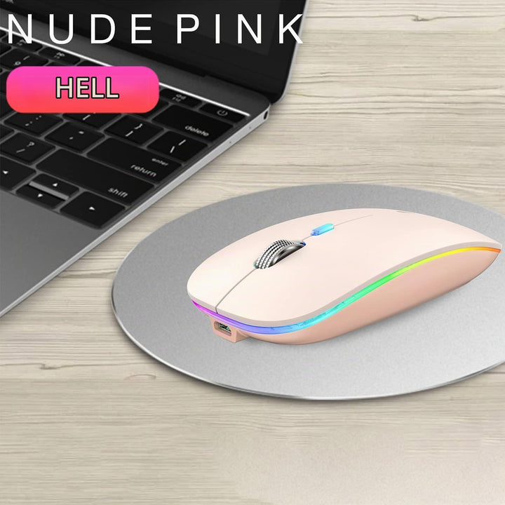 Uiosmuph G12 Maus Kabellos, 2.4G LED Leise Funkmaus Wiederaufladbar Wireless Mousemit Nano-USB-Empfä