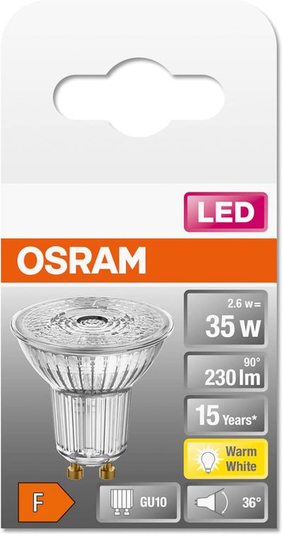 OSRAM Lamps LED Star PAR16, Sockel: GU10, Nicht Dimmbar, Warmweiss, Ersetzt eine herkömmliche 35 Wat