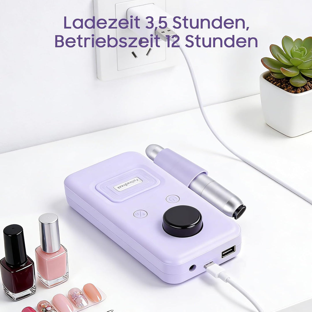 Elektrischer Nagelbohrer, 45.000 U/min, Wiederaufladbare Kabellose Nagelfeilenmaschine mit LED-Anzei