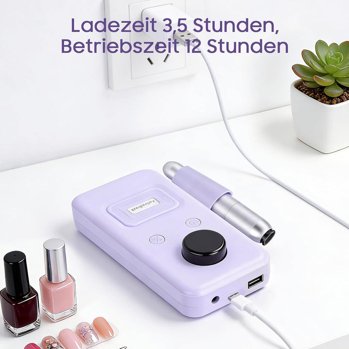 Elektrischer Nagelbohrer, 45.000 U/min, Wiederaufladbare Kabellose Nagelfeilenmaschine mit LED-Anzei