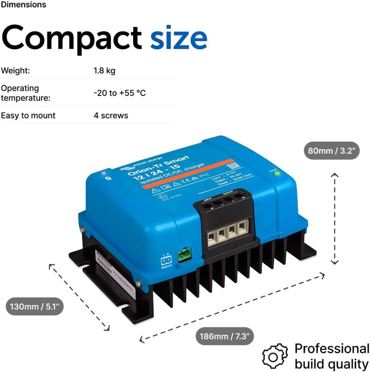 Victron Energy Orion-Tr Smart DC-DC Ladebooster (Bluetooth) - 12/24V, 15 Amp, 360-Watt - Batterie La