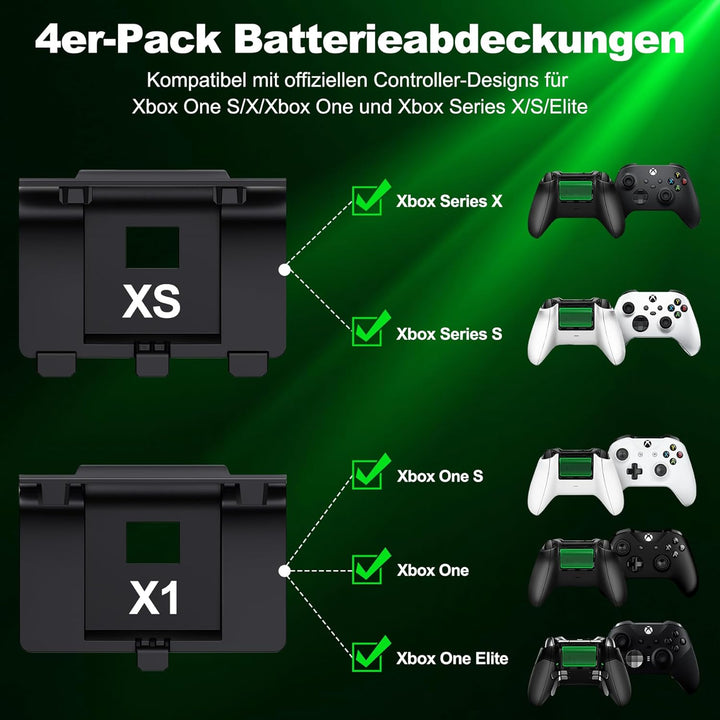 Akku für Xbox Controller, 2 x 3600mWh Wiederaufladbare Akku für Xbox Series X Controller, Akku mit 4