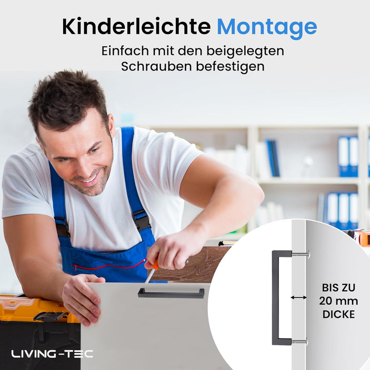 Schrankgriffe schwarz 15 Stück 128mm - Hochwertige Möbelgriffe aus vollem Edelstahl - Griffe für Küc