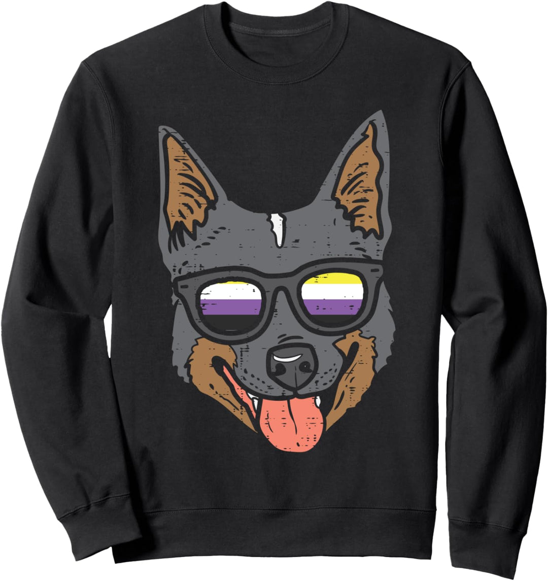 Heeler Cattle Dog LGBTQ Non-Binary Flag Genderqueer Enby NB Sweatshirt