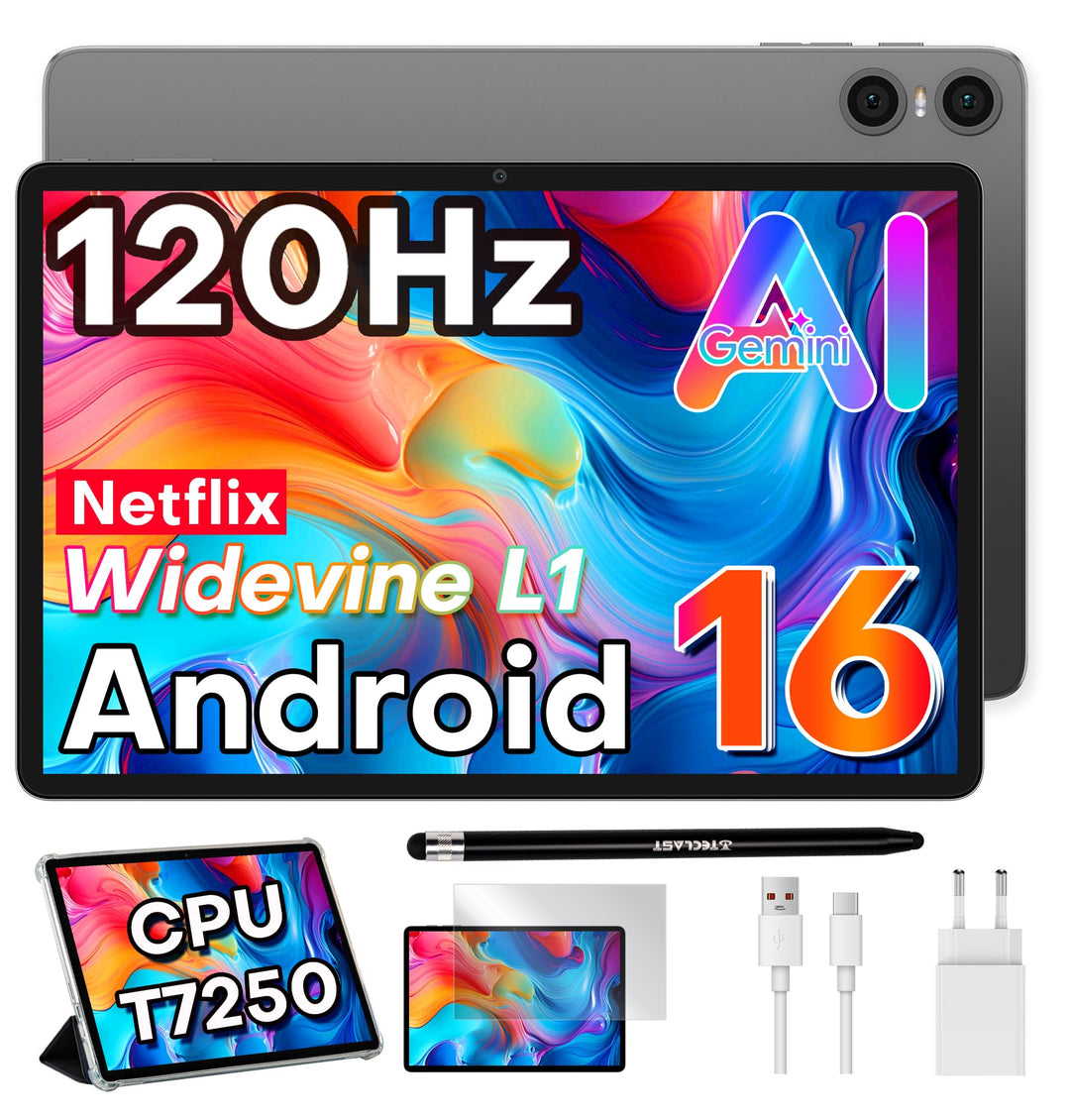 TECLAST Tablet 10 Zoll 120Hz Display, Android 16 Tablets, 16GB+128GB, P30T | 4TB erweiterbar, Octa-C