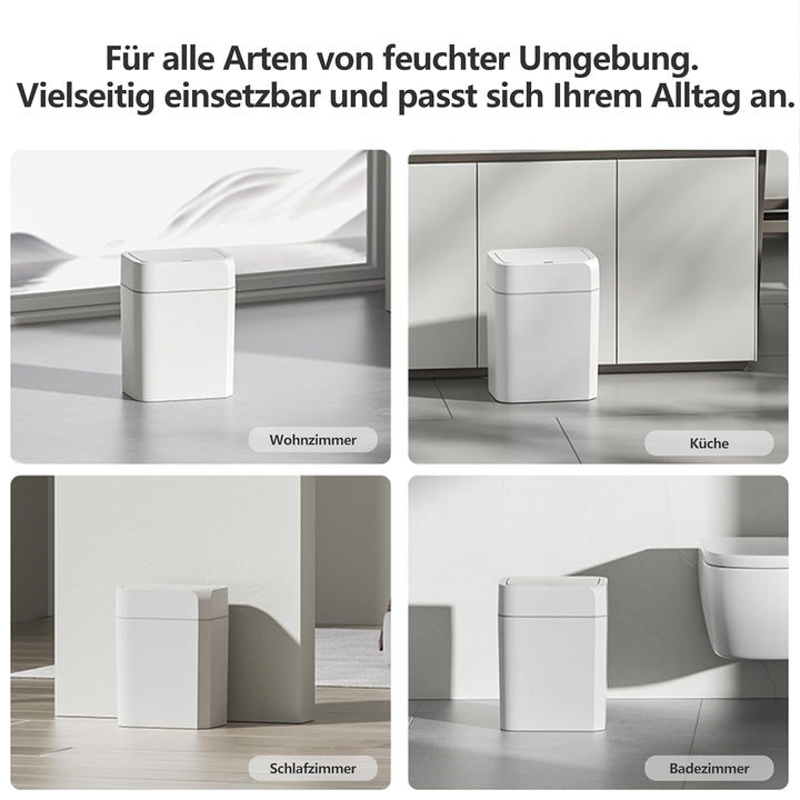 Automatischer Mülleimer 12L mit Sensor - Elektrischer Mülleimer mit Deckel für Küche, Bad, WC - Wass