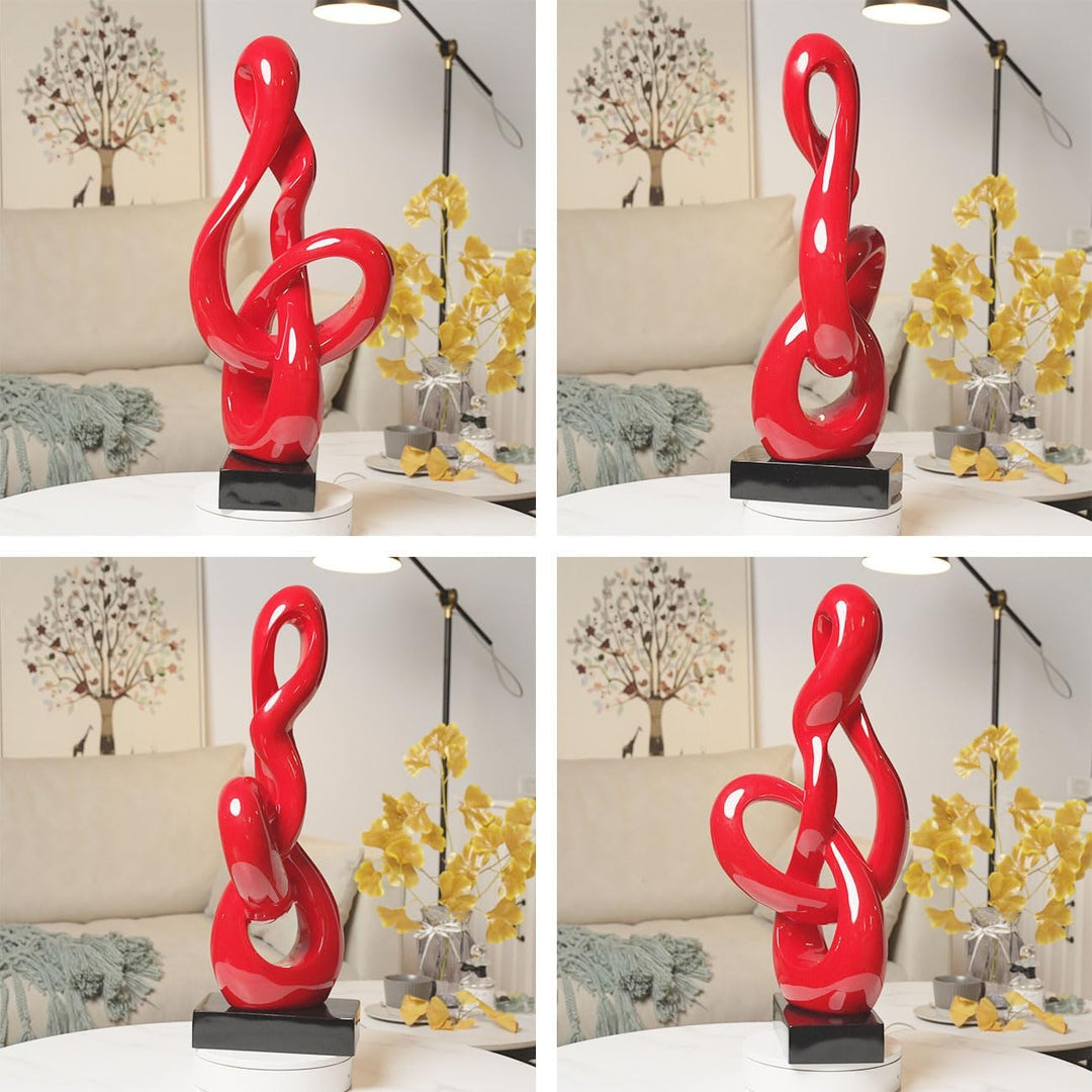 NENBOLEC Modern Skulptur Dekor Musik Note Statue Wohnzimmer Kunst Arts Polyresin Rot Geschenk 57cm,
