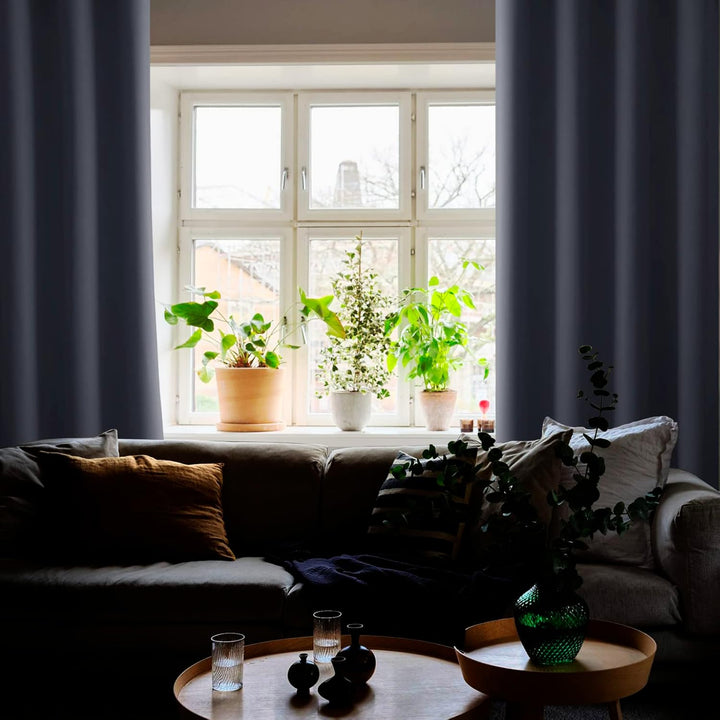 JIUZHEN Blickdicht Vorhänge Gardinen Ösenvorhang für Schlafzimmer Wohnzimmer,Dark Grau Verdunkelungs