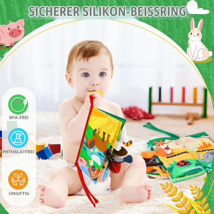 BBWOO Baby Spielzeug 0 3 6 Monate,Babybuch Quiet Book knisterbuch stoffbuch fühlbuch Baby Buch Kinde