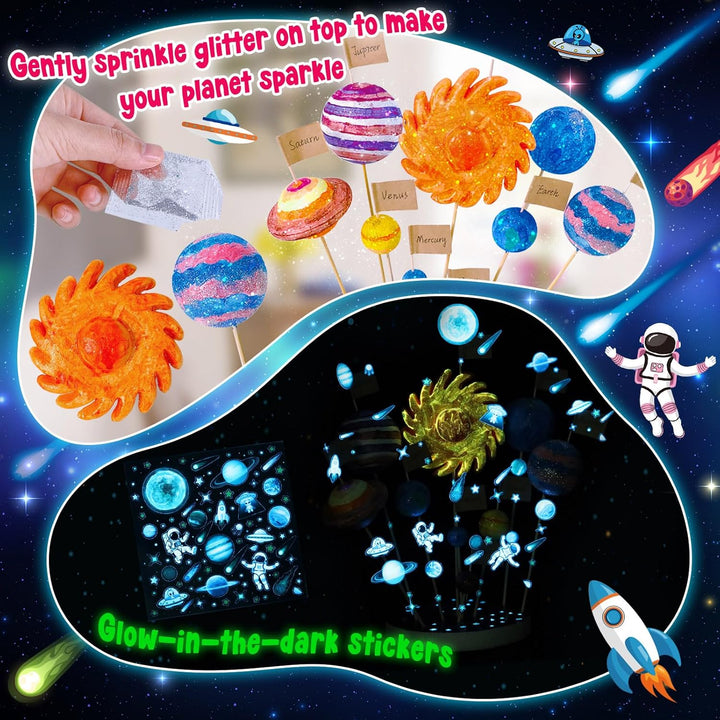 UNGLINGA Solar System Modell Bausatz mit 9 Schaumstoffkugeln, Planeten zum Bemalen DIY Kinder Spielz
