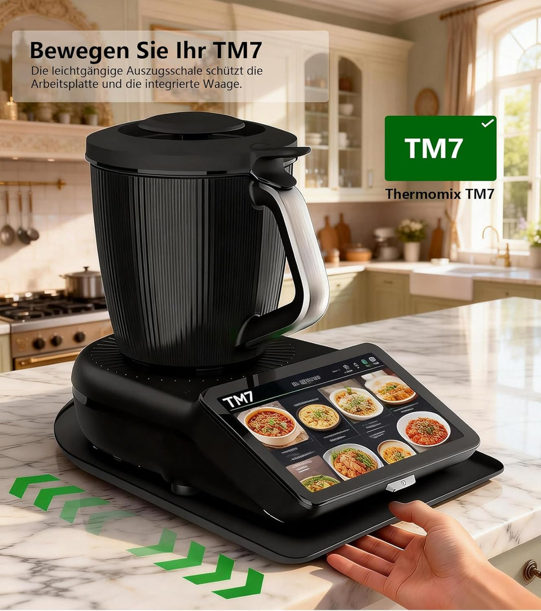 Gleitbrett für thermomix tm7 zubehör,Mit Rädern und Gummifüssen,Sanfte Bewegung Robust und langlebig