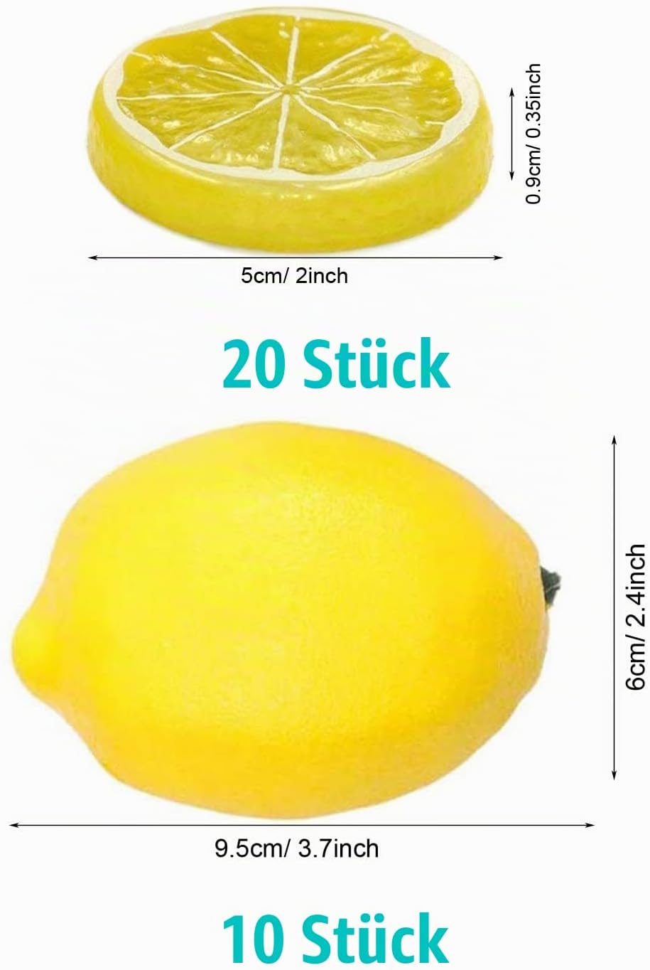 Woohome 30 Stück Künstliche Fruch Künstliche Limetten Künstliche Zitronenscheiben Deko Gefälschte Zi