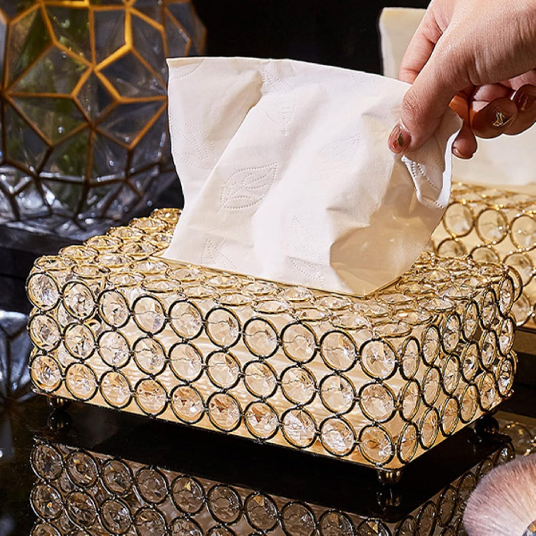 Dekorative Kristall Tissue Box, Rechteckige Tisch Taschentuchhalter Abdeckung Komestikbox Taschentuc