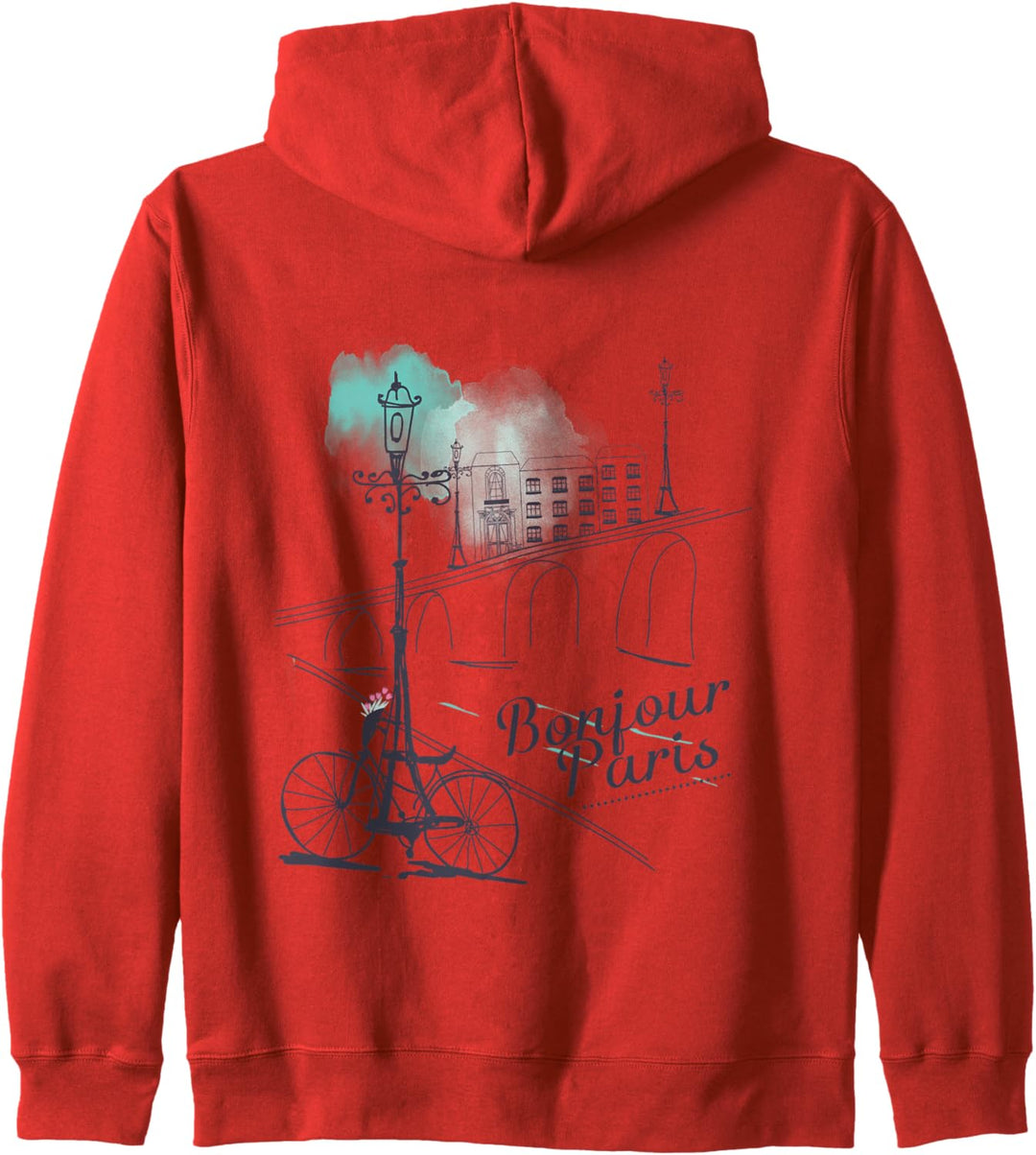 Paris Frankreich Eiffelturm Bonjour Paris Fahrrad Geschenk Damen Kapuzenjacke