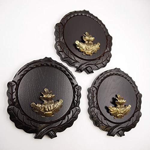 GTK Set 3 Stück Keilerschilder geschnitzt dunkel AF 16 cm mit 3 Stück Eichenlaub Deckblatt gross Kei