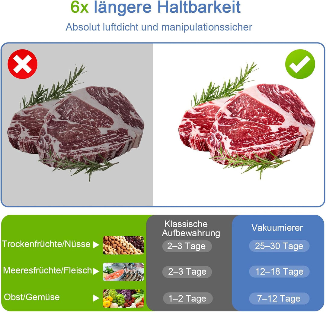 6 in 1 Vakuumiergerät für Lebensmittel, automatische Trocken- und Feuchtlebensmittel, Vakuumiergerät